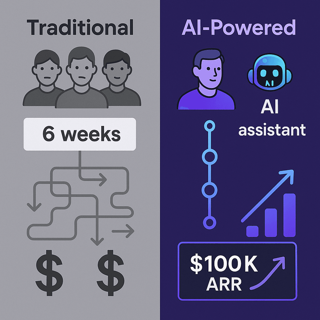 Comparison between traditional MVP development vs AI-powered approach