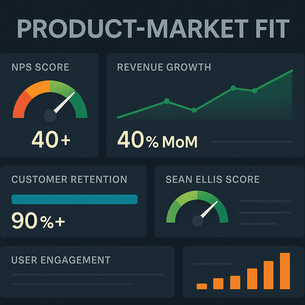 Complete Product-Market Fit Framework showing all stages from validation to scale
